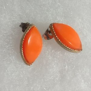 Coral - Orange Vintage pierced Earrings